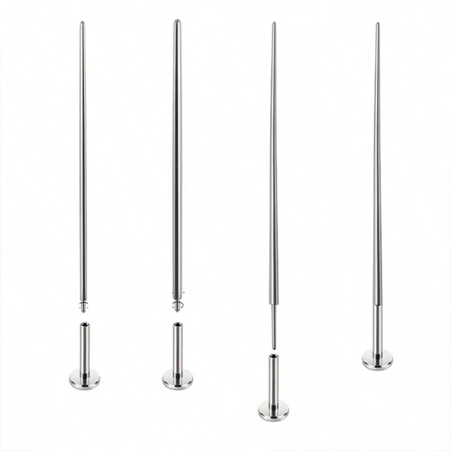 1 Pc Stainless Steel Insertion Taper Pin Threadless Push Pin Screw Connect Piercing Tools 20G 18G 16G 14G G23 Titanium Hypoallergenicity - Silver - View 1