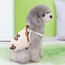 1只可愛新寵物狗蝴蝶泰迪熊肩帶裙，舒適比熊和波美拉尼亞狗的春夏衣服 - 棕色 - 查看 5