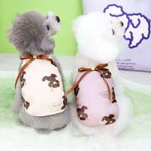 1只可愛新寵物狗蝴蝶泰迪熊肩帶裙，舒適比熊和波美拉尼亞狗的春夏衣服 - 棕色 - 查看 1