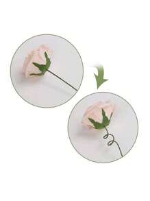 5/25 件带茎红色人造玫瑰，红玫瑰假花婚礼花束真实触感泡沫玫瑰人造花卉人造花茎，适用于新娘 DIY 花束婚礼家居派对装饰，母亲节礼物 - 香檳色 - 查看 5