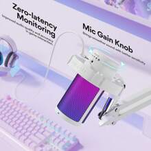 Maono MAONO Gaming USB Microphone, Noise Cancellation Condenser Mic With Mute, Gain, Monitoring, Boom Arm For Streaming, Podcast, Twitch, Discord, PC, Computer, PS4, GamerWave DGM20S