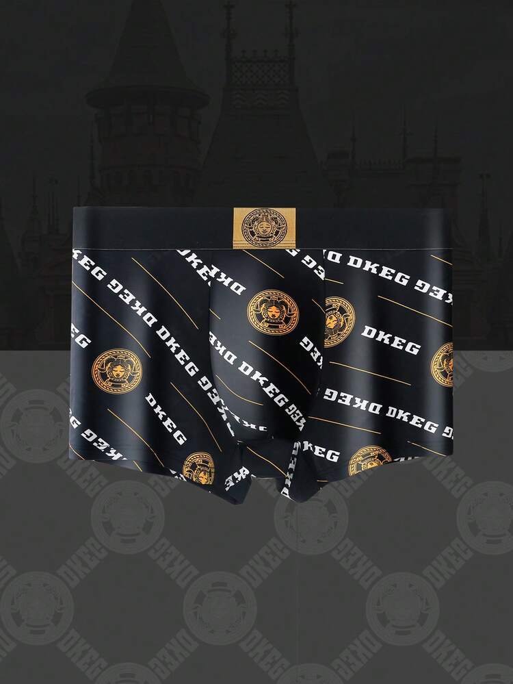 6pcs/Pack Men's Luxury Gold Printed Breathable Ice Silk Briefs - Multicolor - View 6