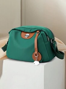 Nylon Shoulder Bag, Women's Lightweight Solid Color Crossbody Bag - Multicolor - View 4