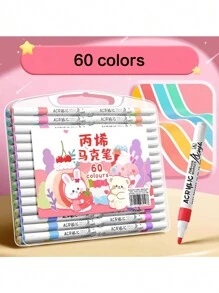 New Acrylic Marker Student Watercolor Pen Art Painting Special Color Opaque Stackable Color Marker Set - Pink - View 20