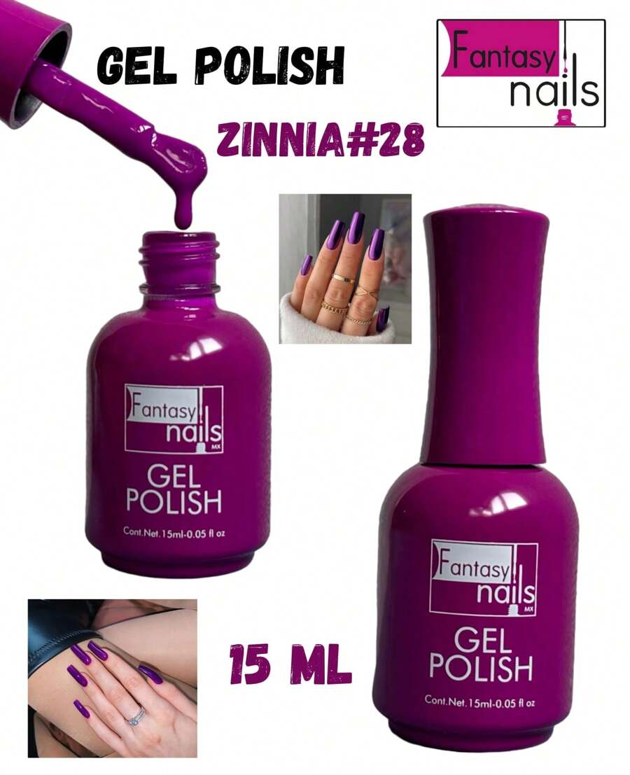 GEL POLISH ZINNIA #28 SECADO EN LAMPARA GELISH - FANTASY NAILS 15 ML - Morado - Ver 1