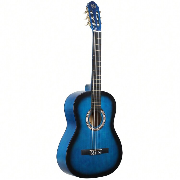 Guitarra clásica de 39 pulgadas con cuerdas de nylon y tamaño completo, guitarra acústica redondeada para principiantes, estudiantes y adultos - Multicolor - Añade 4