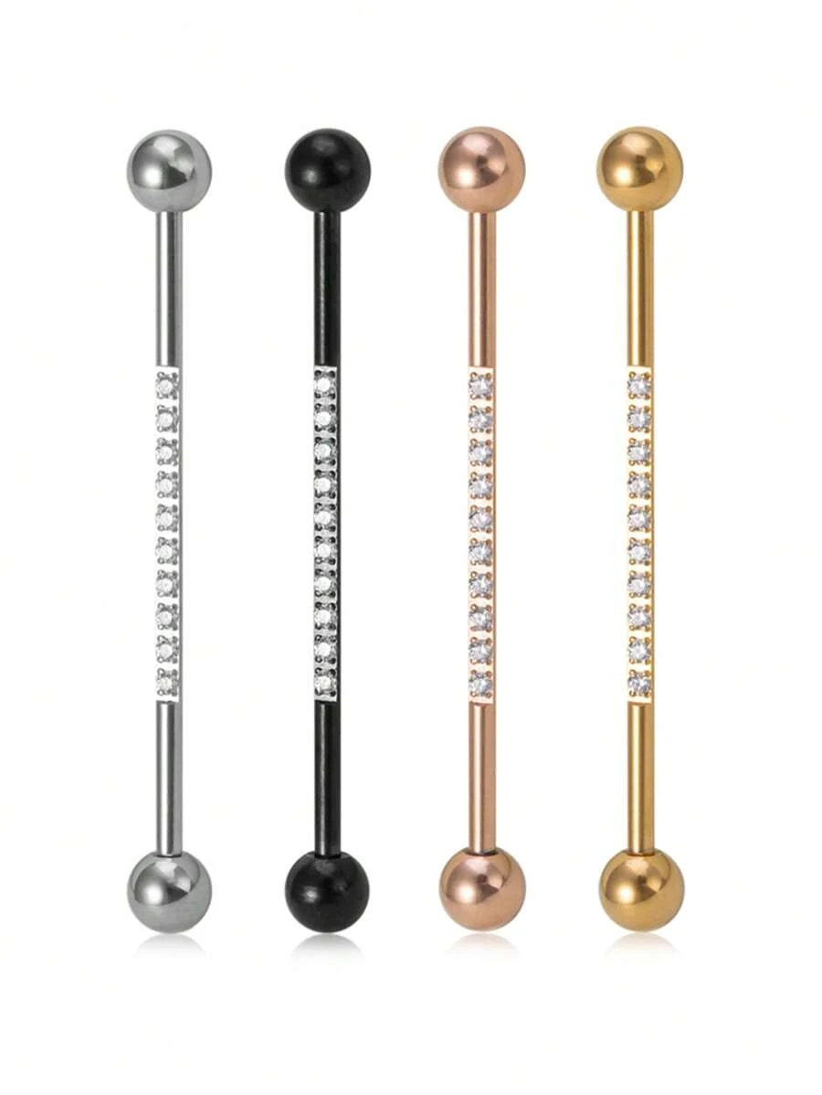 1 chiếc bông tai xuyên thấu công nghiệp bằng đá Cubic Zirconia - Hoa hồng vàng - Xem 1