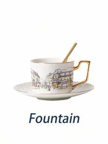 1入組北歐風格復古手繪外框設計陶瓷杯托組，INS創意美式/拿鐵咖啡杯，家用飲水杯，早餐牛奶杯，高檔茶杯，節日禮物，生日祝福 - 彩色 - 查看 7