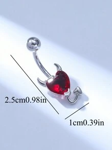 1 chiếc nhẫn rốn quỷ mạ bạc thời trang bằng đồng đỏ đính đá Cubic Zirconia thích hợp cho phụ nữ, ngày lễ tình nhân, ngày lễ tạ ơn, Halloween, lễ Phục sinh, quán bar, bãi biển, tiệc tùng, quà tặng sinh nhật, đeo hàng ngày trong ngày lễ tình nhân - Đỏ - Xem 4