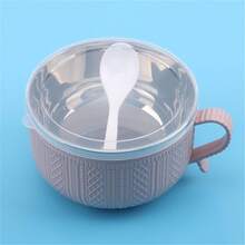 1個加厚不鏽鋼韓式便當盒，附蓋，麵碗，雙層保鮮大容量便當盒，適用於返校、課堂、大學、學校用品、廚房整理和儲存、廚房配件 - 彩色 - 查看 11