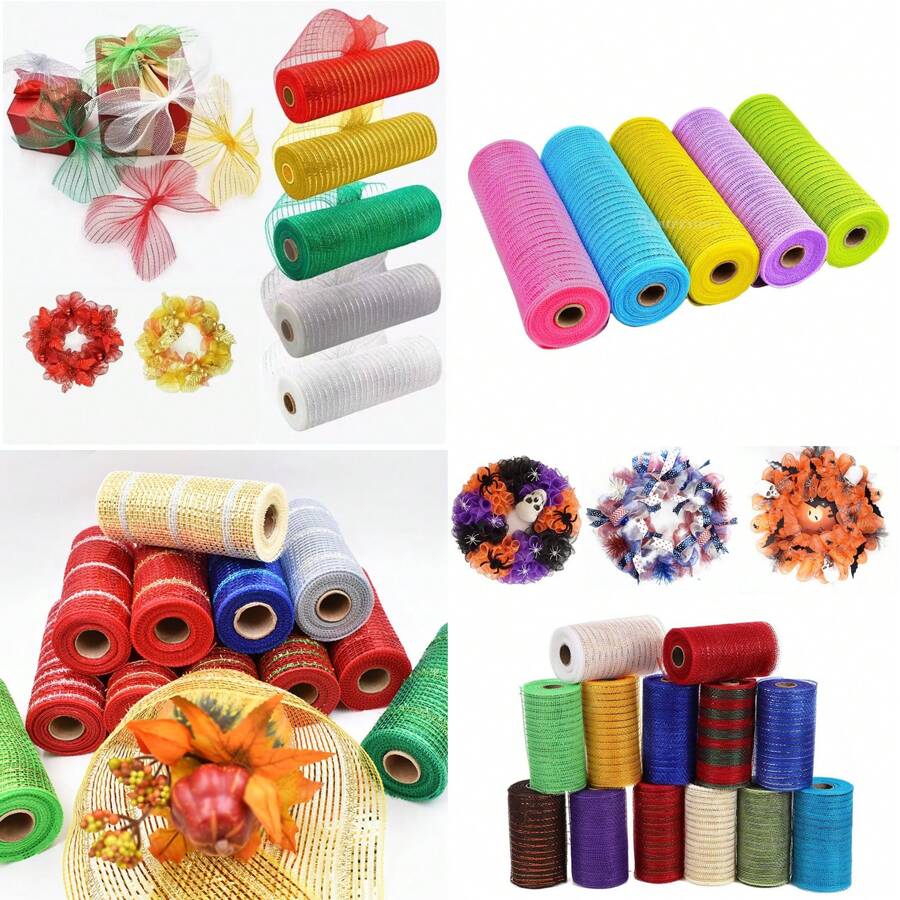 PP Mesh Ribbon Flower Wreath Making Material DIY Home Decoration And Festival Arrangement Supplies - Purple - View 1