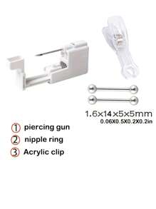 1 Set Professional Body Piercing Tool Kit: Nipple, Navel, Tongue, Eyebrow, Lip, Nose Piercing Gun, Easy To Use - Multicolor - View 5