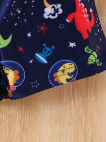 Young Boy Dinosaur Printed Square Leg Swimsuit Set Of 3 - Multicolor - View 3