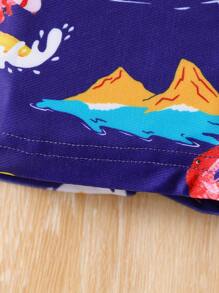 Young Boy Dinosaur Printed Square Leg Swimsuit Set Of 3 - Multicolor - View 8