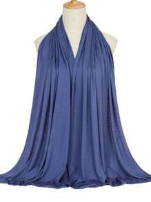 1 chiếc khăn trùm đầu dệt kim mềm mại, màu trơn, cỡ lớn, phù hợp để phối cùng áo Abaya và khăn che mặt, băng đô cài tóc thường ngày cho nữ. - Màu xanh bụi bặm - Xem 2