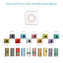 Mini Sticker Printer, Portable Printer For Phone, Mini Thermal Printer For Customized Sticker, Wireless Photo Printer For Phone, Pocket Label Printer For Memo Study Note (10 Roll Paper, Pink) - Pink Printer With 10 Rolls Color Sticker - View 1