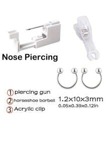 1 Set Professional Body Piercing Tool Kit: Nipple, Navel, Tongue, Eyebrow, Lip, Nose Piercing Gun, Easy To Use - Multicolor - View 12