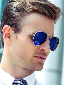 3pcs/Set Metallic Aviator Eyeglasses, Unisex Colorful Retro Fashion Eyewear - Multicolor - View 4