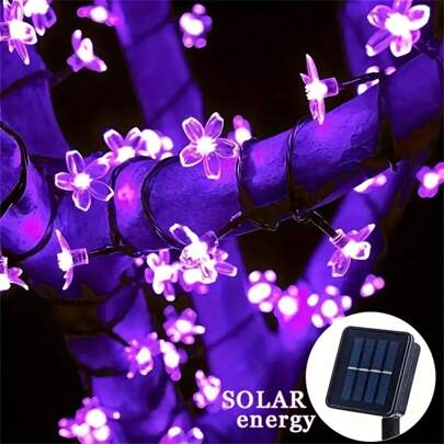 1pc Solar Powered Cherry Blossom Fairy Lights, 8 Lighting Modes Waterproof Fantasy Lights, Outdoor Lighting For Garden, Yard, Patio, Balcony Decor (Multicolor)