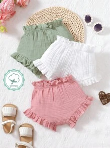 新生兒女嬰實色精梳棉內衣套裝（3件/包），可做外穿