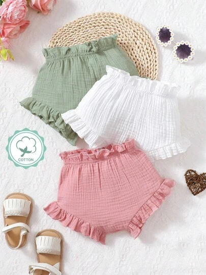 新生兒女嬰實色精梳棉內衣套裝（3件/包），可做外穿