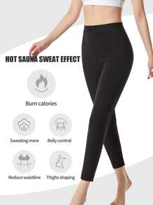 2025 Summer New Women's Solid Color Sauna Sports Pants, High Waist Hip Control Sexy Fitness Leggings, Waist Training Slim Workout Long Pants, One Piece, Butt Lifting Sauna Shaping Capri Pants, Women's Slimming Workout Leggings, Tummy Control Yoga Tight Pants To Create A Perfect Figure Gym Accessories
