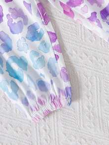 Mono de verano para bebé niña con estampado de encaje colorido y tirantes, a la moda y encantador - Multicolor - Ver 5