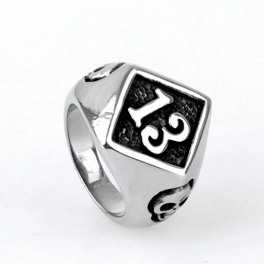 时尚钛钢戒指，男女通用不锈钢戒圈，美码 - 黑色 - 查看 1