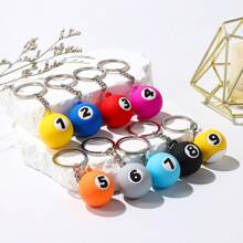 9 piezas Llaveros de bola de billar, decoraciones de llavero lindas y coloridas con dibujos animados de moda para bolsos, carteras y accesorios - Multicolor - Ver 12