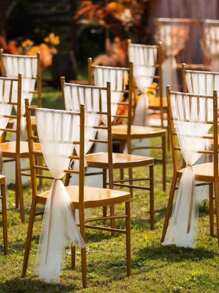 1.5 米白色薄纱椅背饰物，适用于婚礼、新娘装饰、瑞士薄纱窗帘（1 件，不含配件）