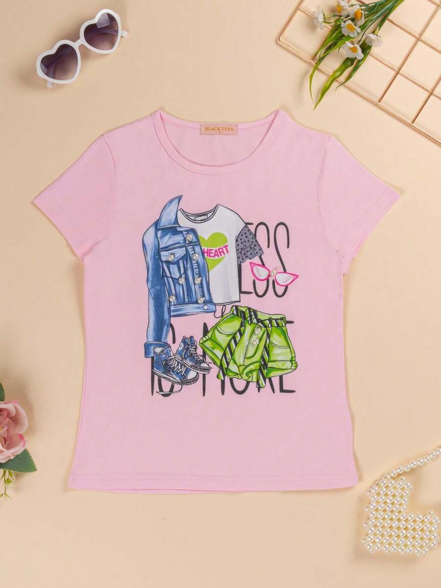 Playera con estampado de moda Less is more - Rosa - Ver 1