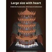 3888pcs Micro Building Blocks Yellow Crane Tower Set, Construction Model Kit, Large Micro Blocks Set Of Chinese Traditional Architecture - Yellow - View 7