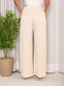 Women Pants - 米色 - 查看 2