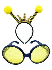 黃色蜜蜂派對服裝套裝，包括蜜蜂翅膀、服裝、頭帶和眼鏡 - 彩色 - 查看 9