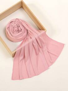 1 chiếc khăn trùm đầu Hijab cỡ lớn cho nữ, khăn xếp mềm mại, khăn trùm đầu màu trơn, băng đô cho nữ Abaya - Hồng - Xem 4