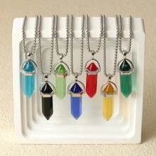 1 dây chuyền pha lê tổng hợp hình lục giác, dây chuyền thép không gỉ - Vòng cổ kim cương lục giác - Xem 2