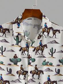 男士短袖襯衫和短褲套裝，夏季時尚休閒兩件套穿搭 - 彩色 - 查看 2