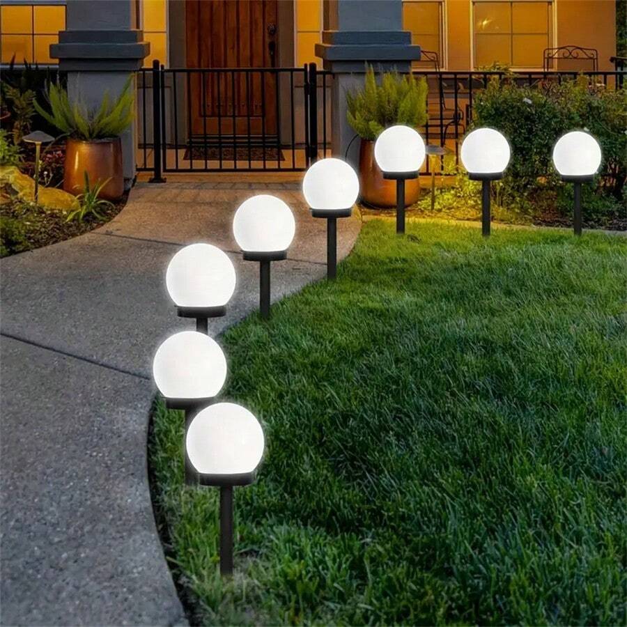 2pcs Outdoor Solar LED Ball Shaped Garden Light, Waterproof Pathway Landscape Stake Light For Patio, Halloween Decoration, Cold White - Multicolor - View 1