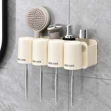 1套PP材料牙膏擠壓器，配有壁掛式牙刷架，無需打孔，帶有杯子和漱口杯的豪華浴室套裝 - 多色 - 查看 13