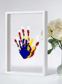Marco de fotos transparente DIY de huellas de manos para la familia, recuerdo artístico con múltiples huellas de manos - Multicolor - Ver 11