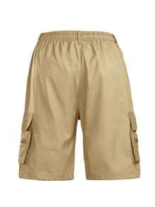 Men's Cargo Shorts Drawstring Multiple Pockets Multifunction Sports Shorts Outdoor Hiking Camouflage Shorts - Khaki - View 3