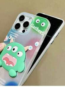 Ốp điện thoại cặp đôi quái vật nhỏ màu xanh lá cây ngộ nghĩnh, vỏ bảo vệ chống sốc bằng silicon Tương thích với Apple 13/14/15 Pro Max và Huawei Mate 60/Pro+ - Nhiều màu - Xem 5