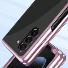 حافظة شفافة مطلية بالذهب الوردي قابلة للطي، جراب خلفي شفاف وصلب مقاوم للخدش وللصدمات مناسبة ل جالكسي زد فولد 5/زد فولد 4/زد فولد 3/ زد فليب 5/زد فليب 4/زد فليب 3 - زهر ذهبي - مشاهدة 7