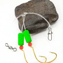 6pcs Double Drops Pompano Rigs With Floats, Nylon Line With Float And Sharp Hook, Suitable For Saltwater Surf Fishing, Offshore Fishing Fishing Stuff - Multicolor - View 2