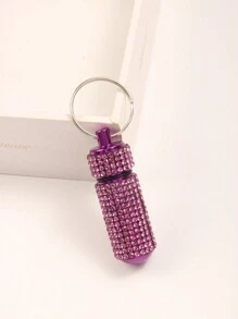 1 علبة أقراص لامعة محمولة، حاوية أقراص للسفر، زجاجة مزينة بالراين ستون مقاومة للماء، حامل أقراص صغير مع سلسلة مفاتيح، علبة تخزين أقراص صغيرة جميلة للخارج والمدرسة والسيارة، إكسسوارات حقيبة جوثيك Y2K، أشرطة رقبة مع حامل بطاقة هوية، إكسسوارات سيارة، تميمة حقيبة - متعدد الألوان - مشاهدة 12