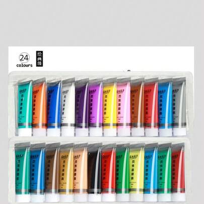 蒙特梭利 12 色/24 色套装软管，每支 12 毫升/0.42 盎司丙烯酸颜料丙烯酸涂层防水返校，返校，学校用品