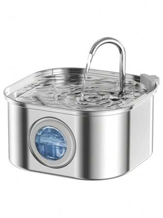 1 Stück Katzenbrunnen, 108,2oz Edelstahl Katzenwasserdispenser mit Wasserstandsanzeige, automatisches Ultra-leises Haustier Wasser