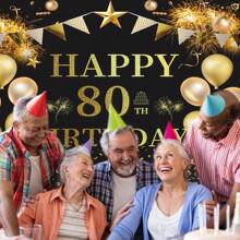 30/50/60/80歲生日背景，金色和黑色快樂生日派對裝飾橫幅，適用於女士和男士攝影用品背景，生日裝飾/1片/乙烯基 - 彩色 - 查看 7