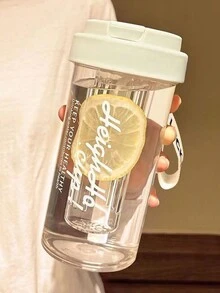 zhihaijunxiao2 600ML Straw Cup Portable Plastic Cup With Straw, Large Capacity Summer Mug, 1pc - Beige - View 7