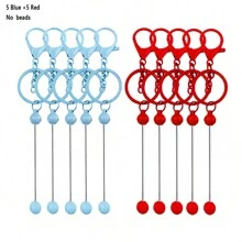 Mixed Beaded Keychain With Steel Blank Metallic Alloy Beads, Detachable Beaded Pendants For Handmade Jewelry Crafts - One Size - View 36